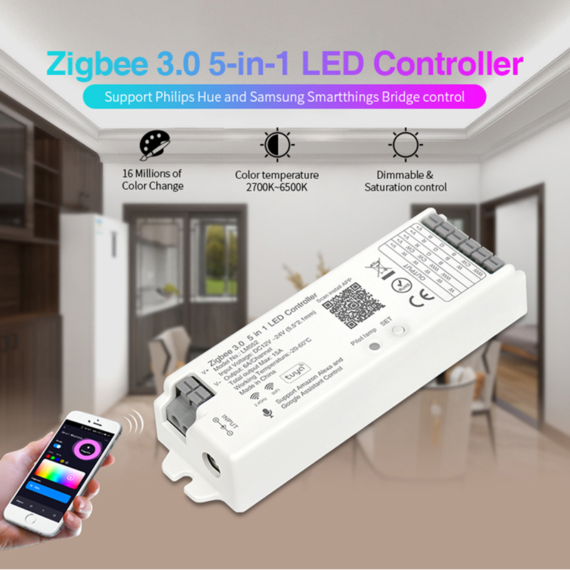Zigbee 3.0 5 in 1 LED Controller WiFi Tuya and Smart Life Smartphone Control